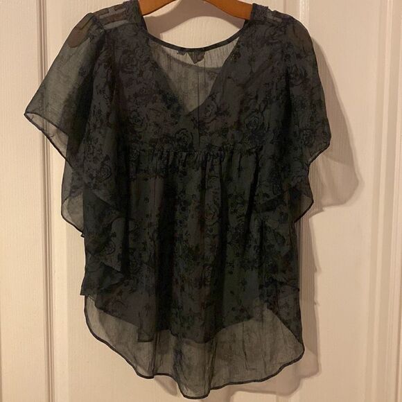 Y2k Mudd Floral Lace V-Neck Flowy Blouse Size Large NWOT - Picture 2 of 8